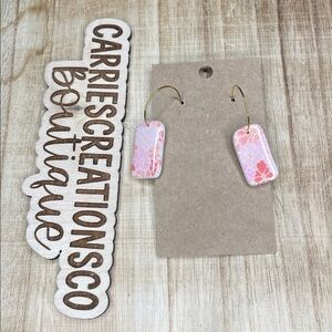 Pink Floral Dangle Earrings